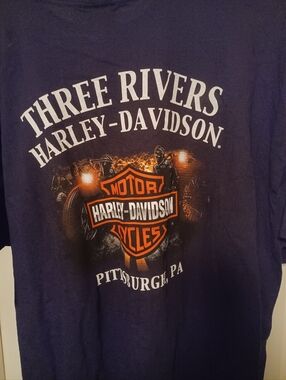 Harley-Davidson  Short Sleeve 'Three Rivers' Graphic Tee with Orange Logo